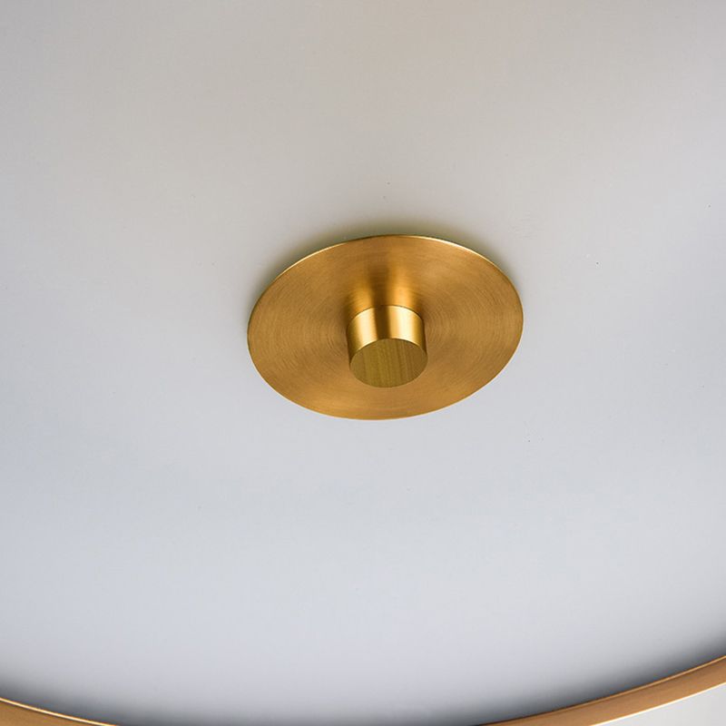 Colonical Artistic Circular Flush Mount Copper Indoor Ceiling Light with Glass Shade