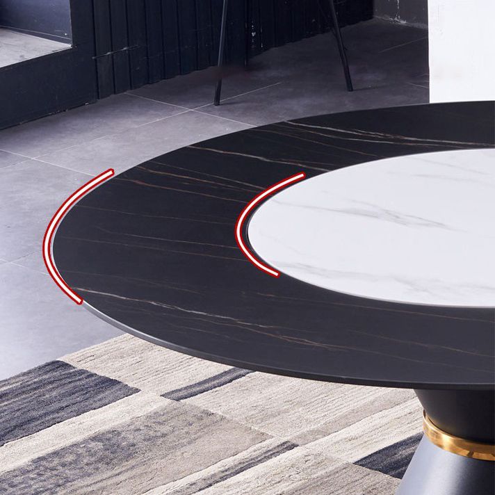 Contemporary Round Sintered Stone Table Set 1/7 Pieces Dining Set