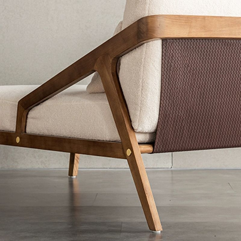 Scandinavian Upholstered Chaise Lounge Couch Two Arm Chaise Lounge Chair in Beige