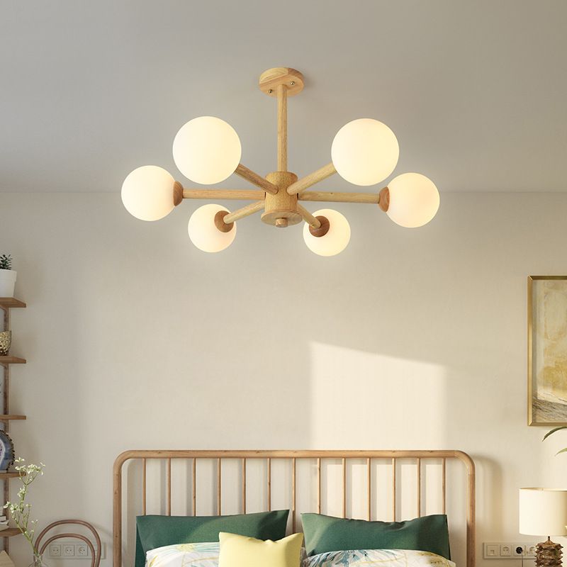Luces colgantes de rama esférica múltiple de luz Modern Wood Lighting para estudio para estudiar