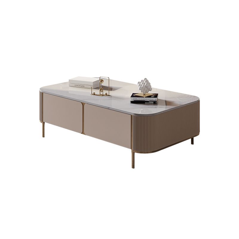 Slate Top Coffee Table with Storage Drawers and 4 Legs Rectangle