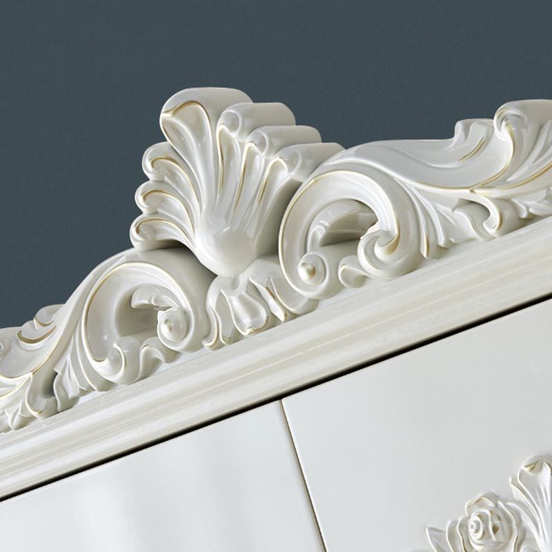 French Country Wardrobe White Colour Solid Wood Wardrobe Closet with Drawers