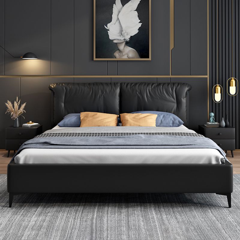 Pine Wood Standard Bed Wood and Upholstered Bed with Custom Legs