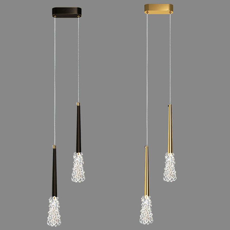 Luz de colgante de cristal transparente Lighting de suspensión de techo cónico de estilo moderno