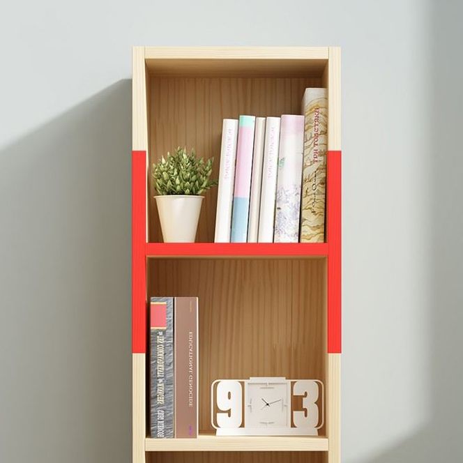 Scandinavian Pine Standard Bookshelf Vertical Closed Back Bookshelf for Living Room