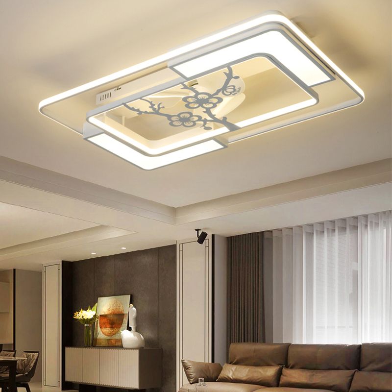 Weiße geometrische Deckenlüftungslampe moderne Acryl -LED -Halbblütenmontage Licht für Wohnzimmer