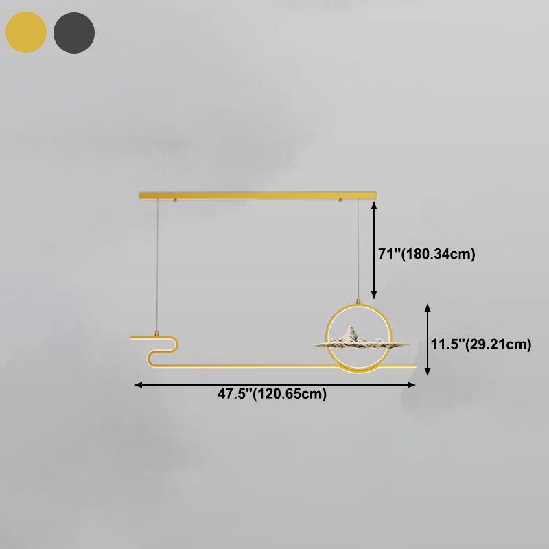 Contemporary Style Linear Shape Island Lighting Ideas Metal 2 Light Hanging Pendant Lights