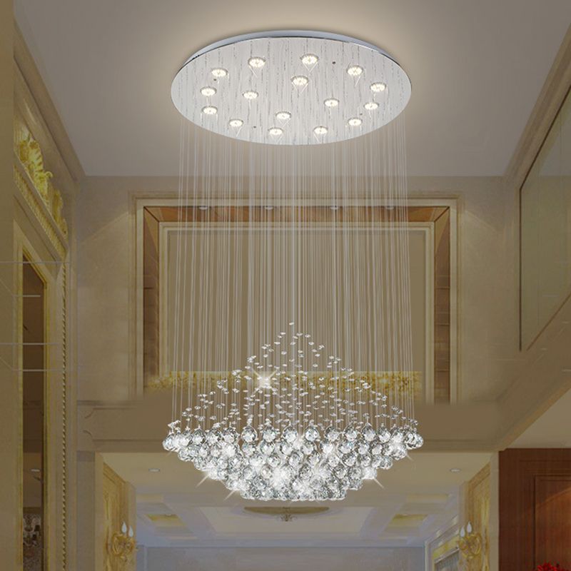 Faceted Crystal Orbs LED Multi Pendant Modern Stylish Chrome Diamond Shaped Hall Ceiling Hanging Light