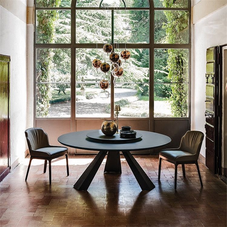 Pine Round Dining Table Black Frame Modern Dining Convertible Dining Table