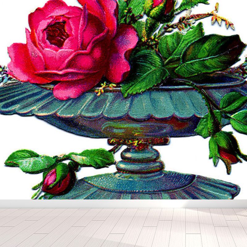 Floral Printed and Plate Mural Wallpaper Pastel Color Modern Wall Covering for Bedroom