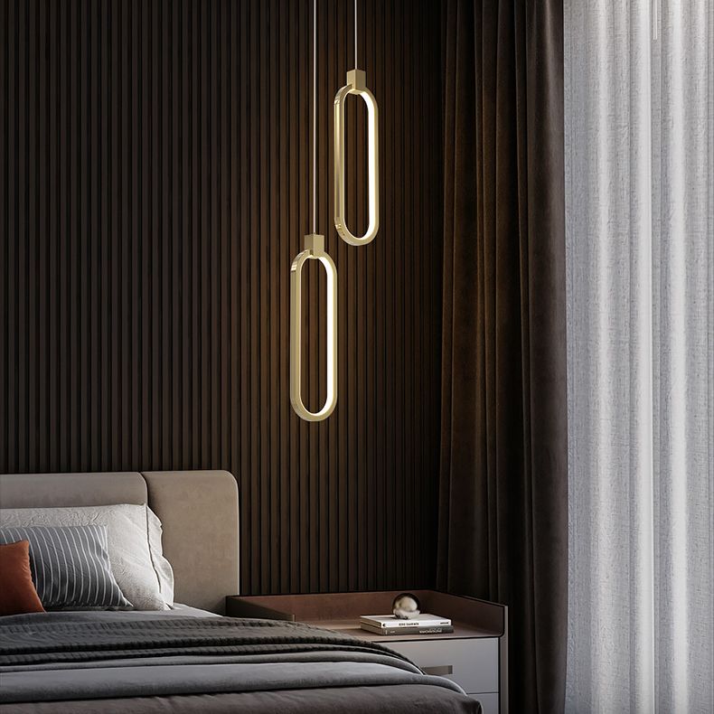 Camera da letto geometrica a sospensione a sospensione Luce in metallo LED minimalista Afferma del soffitto in oro
