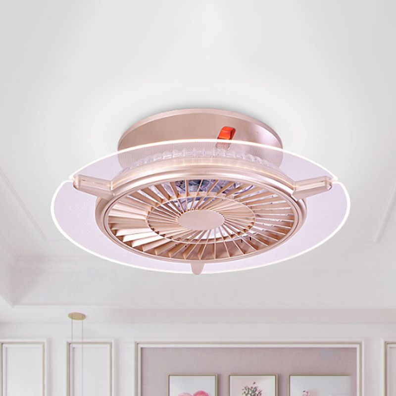 Éclairage de ventilateur rose rose de 22 "Light à LED moderne en métal semi-montage pour le salon