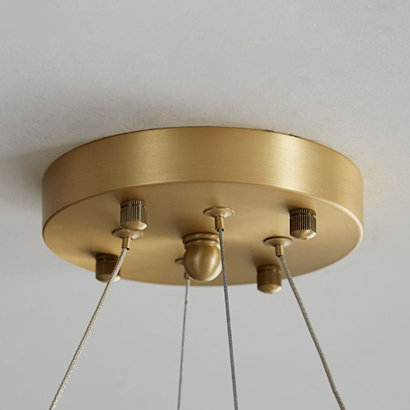 Modern Luxury Indoor Pendant Light Copper Geometric Chandelier with White Glass Shade