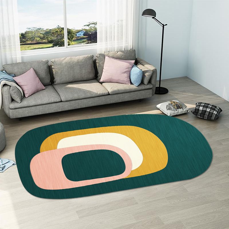 Fancy Modern Area Rug Geometric Pattern Polyester Area Carpet Stain Resistant Rug for Home Decor