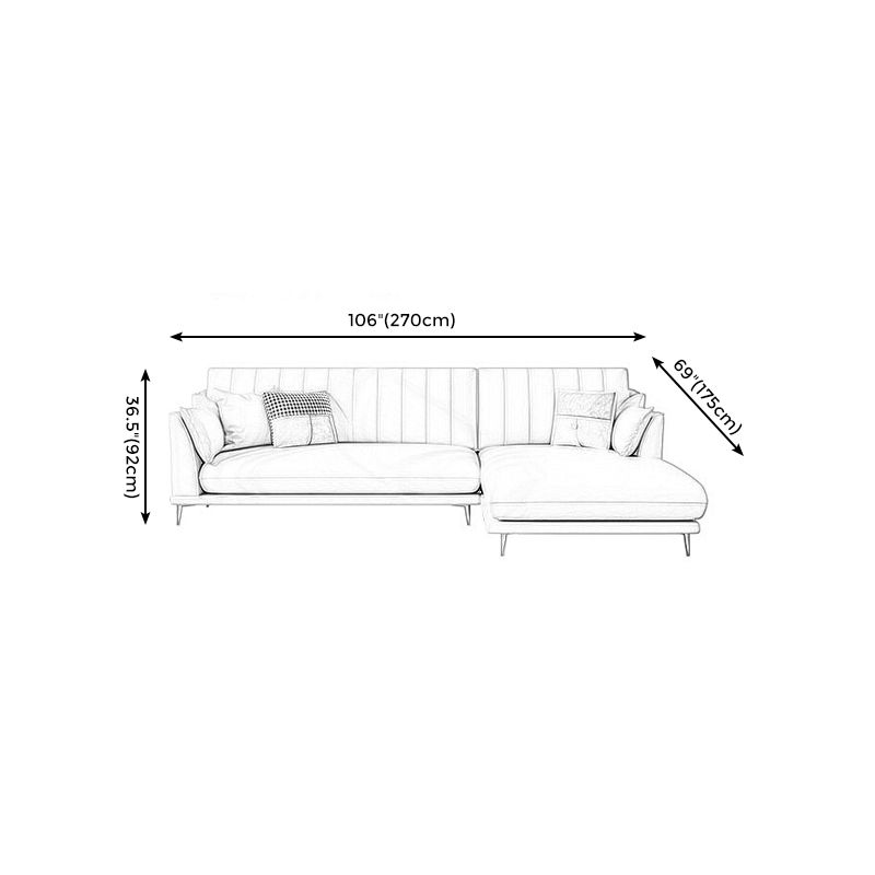 Pillow Top Arm Removable Cushions Sectional Sofa with Chaise in Beige