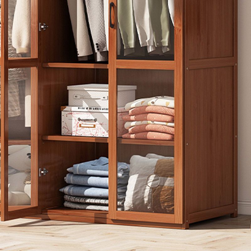 Modern Style Wardrobe Cabinet Solid Wood Clothes Rail Wardrobe Armoire