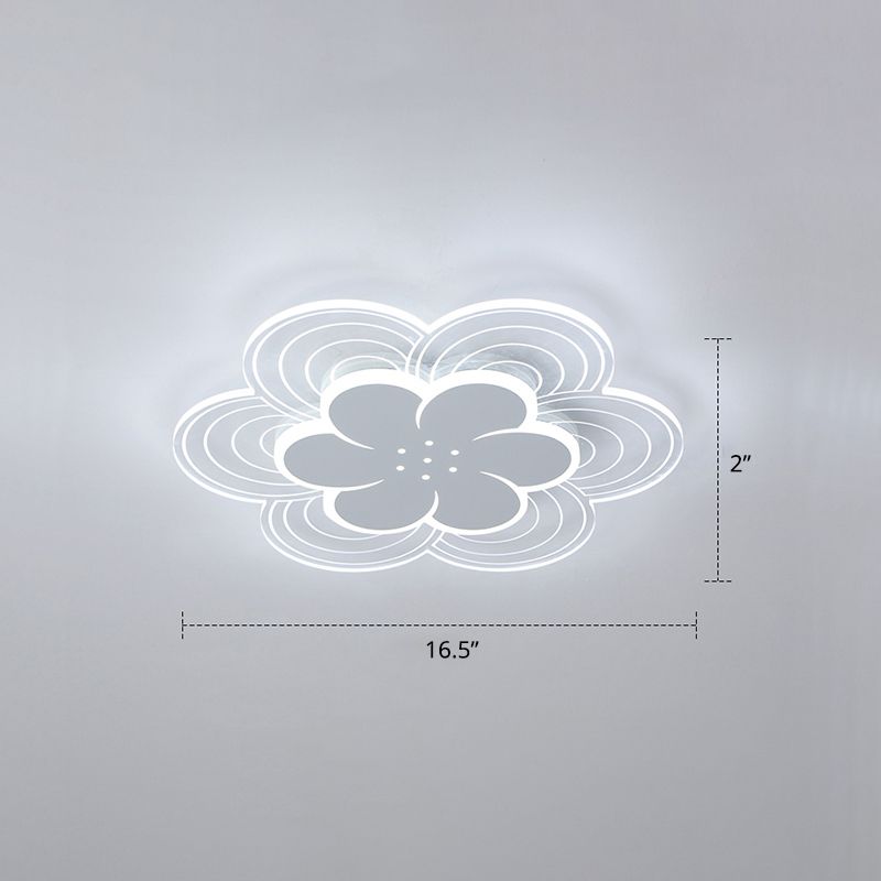 Blumen Acryl Led Flush Mount Einfache Stil Weiß Ceiling Mount Light Fassung für Schlafzimmer