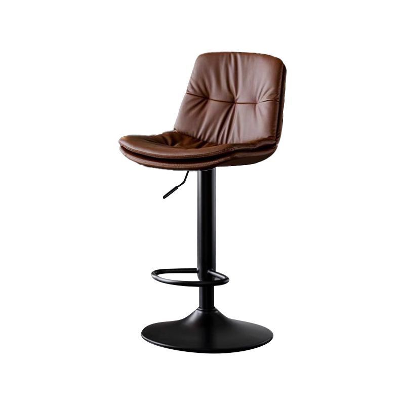 Faux Leather Bar Stools Swivel Adjustable Height Barstool with Footrest