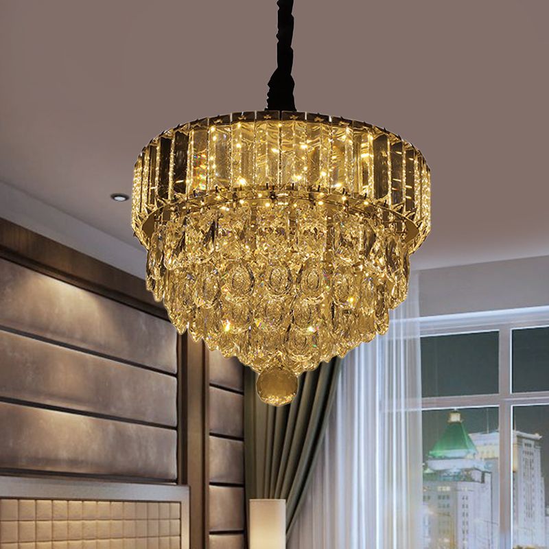 Black LED Drop Pendant Contemporary Clear Faceted Crystal Teardrop Hanging Light Fixture for Dining Room