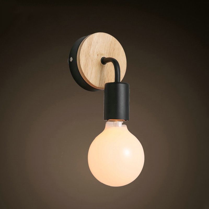 Nordic Style Wooden Vanity Light Circle Shape Vanity Lamp for Shower Room