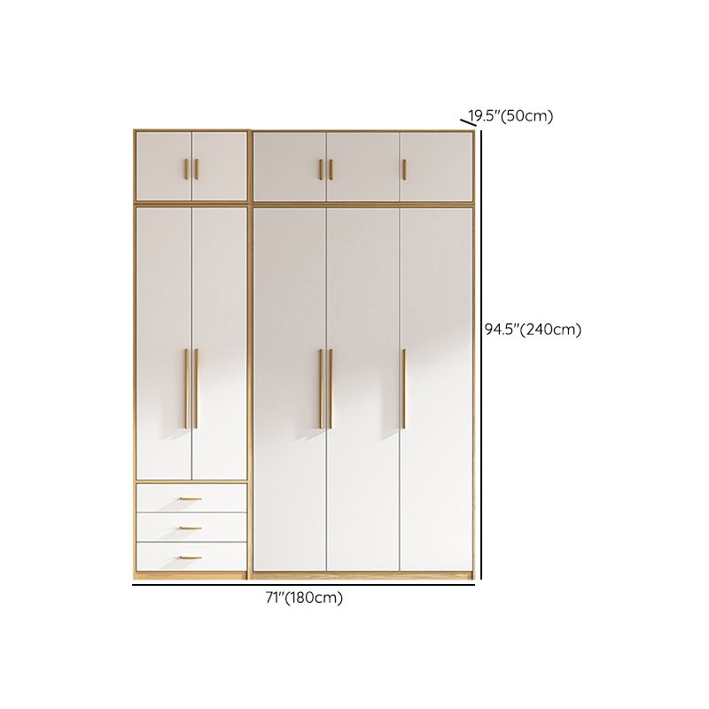 Contemporary Freestanding Wardrobe Engineered Wood White Wardrobe
