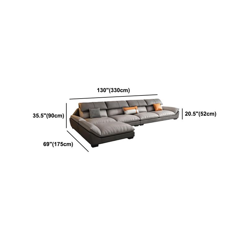 Pillow Top Arm Sectional L-shape 4-seater Faux Leather Sectional