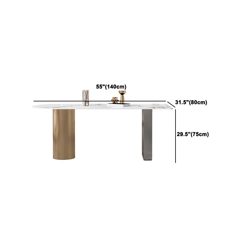Nordic Glam Style Sintered Stone Metal Table Set 1/3/4/5 Pieces Dining Set