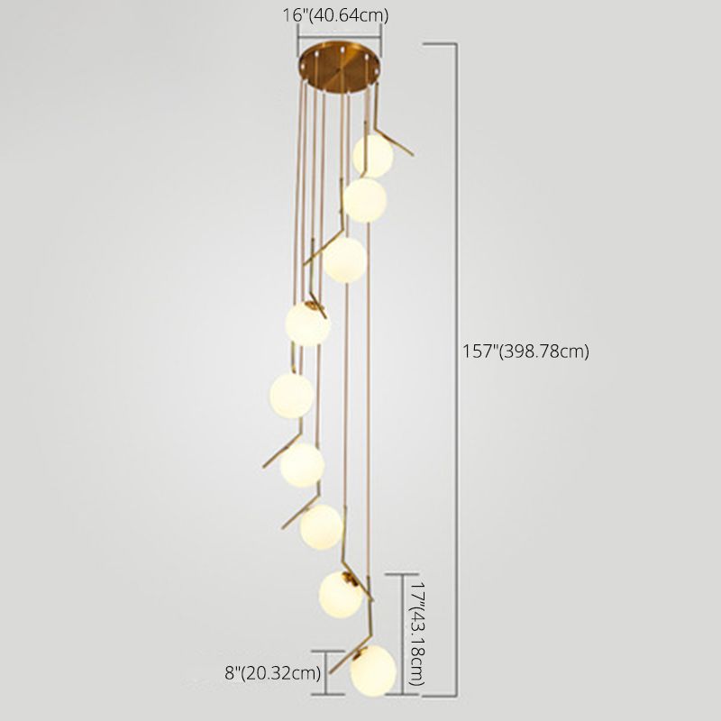 Sphères pendantes des luminaires suspendus nordics simples de plafond en verre blanc pour restaurant