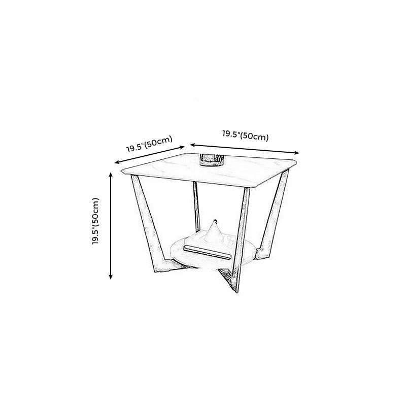Modern Style Metal Iron Black Base Slab Top with Storage Rack Round Side Table
