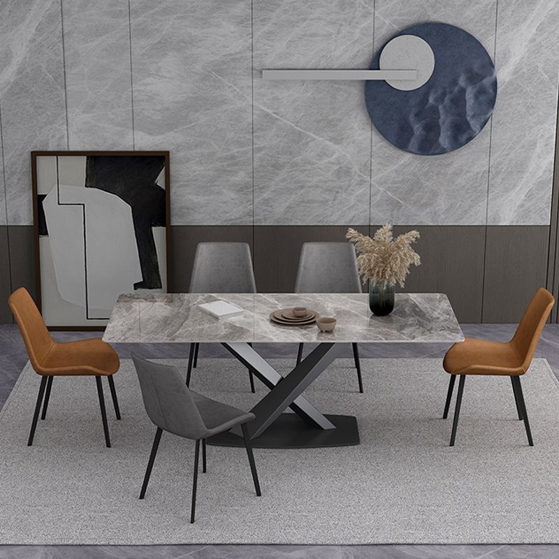 Contemporary 1/4/5/7 Pieces Dining Set Gray Sintered Stone Dining Table for Home Use