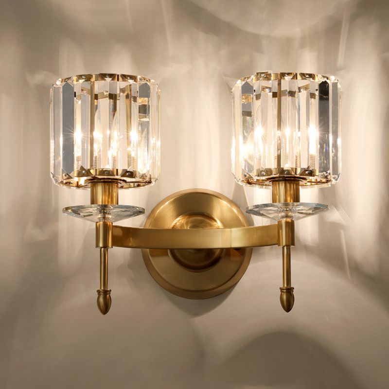 Lámpara de pared de oro de cristal en moderna luz de pared de metal de electroplacas de estilo artístico para dormitorio