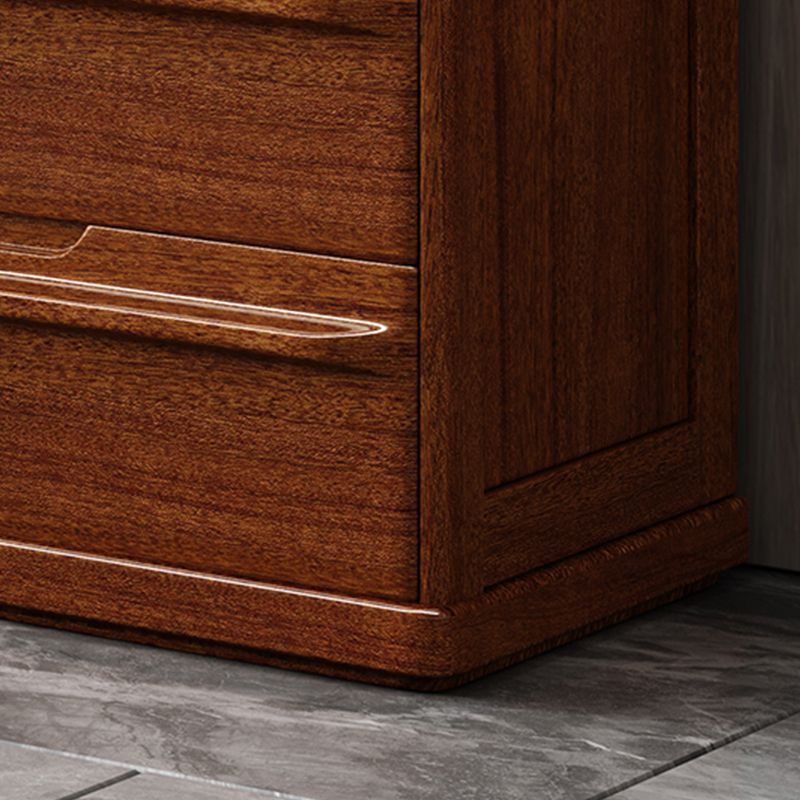 16.9" W Brown Storage Chest Dresser Walnut Vertical Storage Chest with Drawers