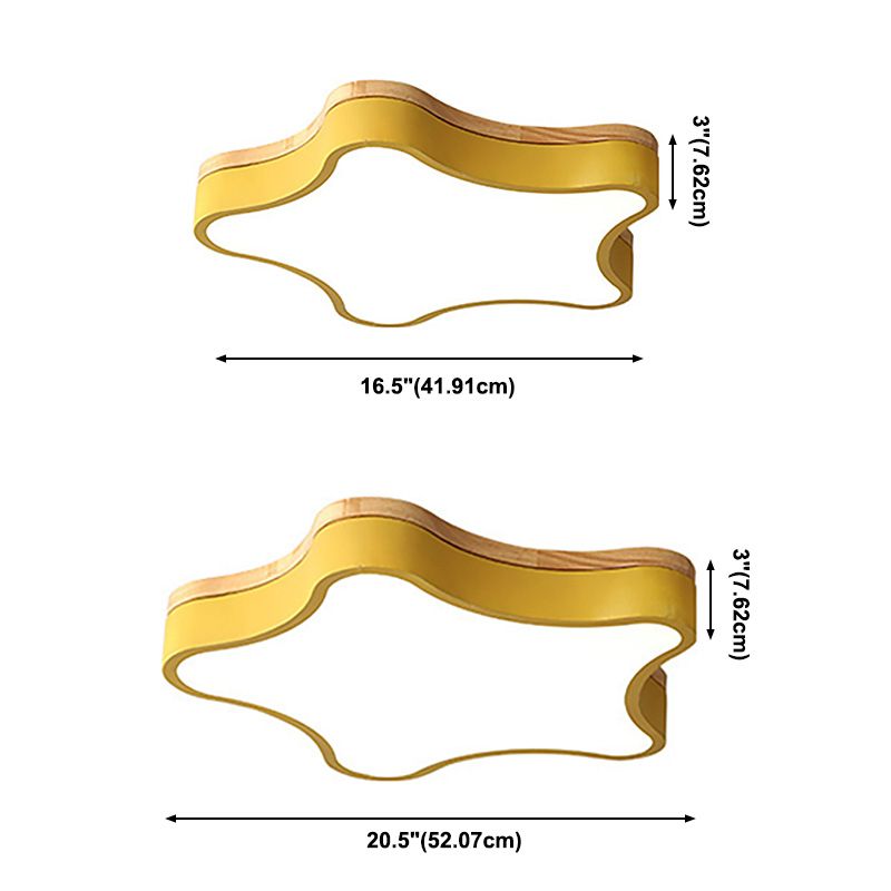 Lampe LED étoile à cinq branches, plafonnier encastré avec abat-jour en acrylique blanc pour chambre à coucher