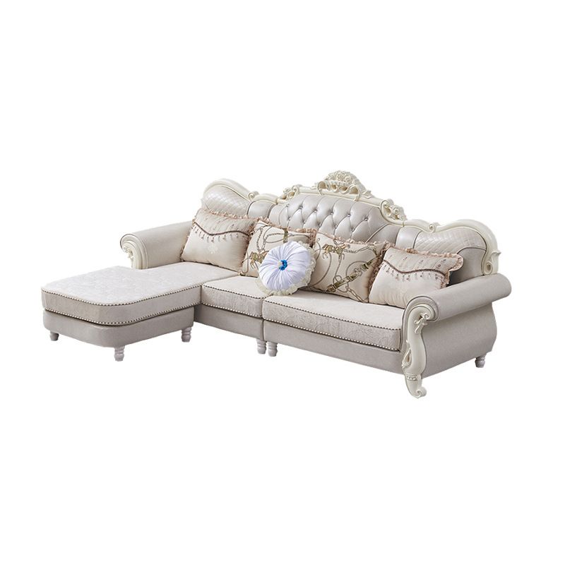 68" Wide French Country Sectional Sofa Leather Sleeper Sectional