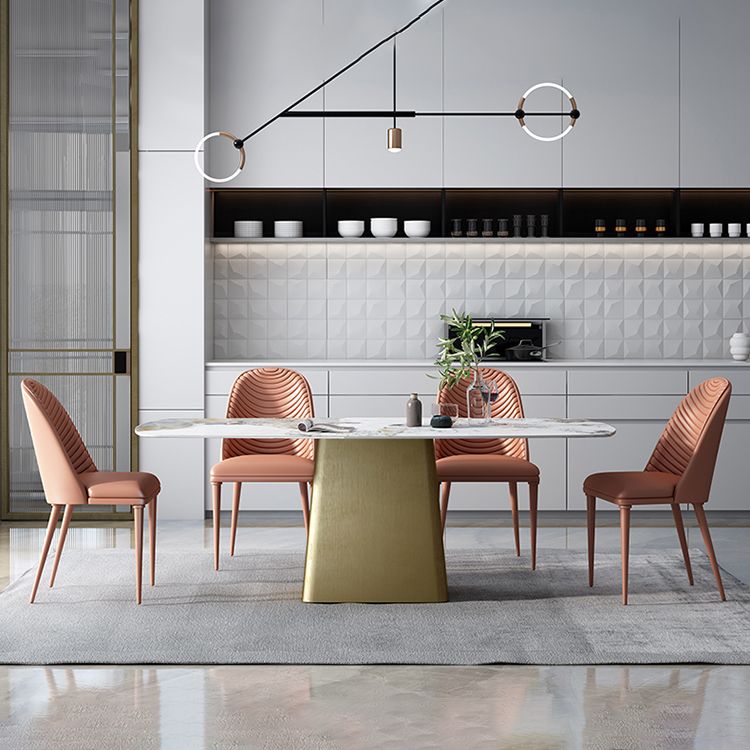 Glam 1/4/5/7 Pieces Dining Set Sintered Stone Dining Table Set with PU Leather Chairs