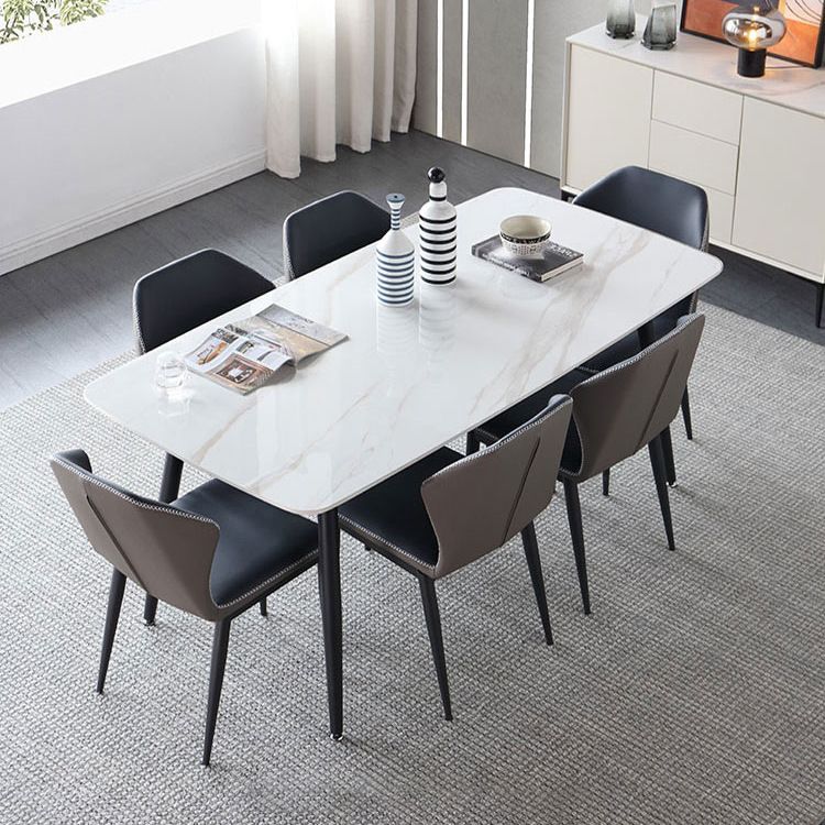 Sintered Stone Modern Style Dining Table Rectangle Table with 4 Legs for Home