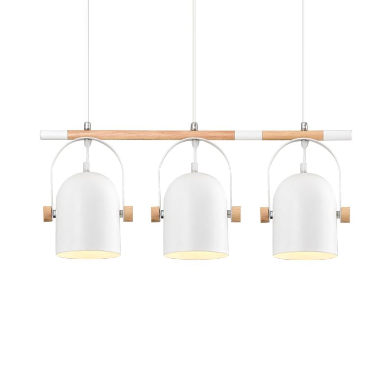 Adjustable Dome Shade Island Lighting Metal Triple Light Nordic Style Ceiling Pendant in White