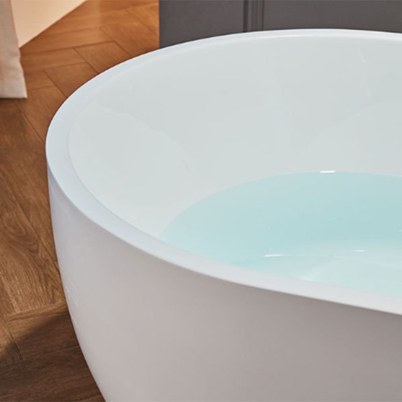 Modern Oval Bath Tub White Acrylic Bathtub with Faucet for Bathroom