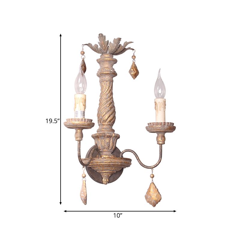 2 luci luci da parete con forma di candela e goccia in legno Rustico Sconcetto SCONCE LUCE in grigio