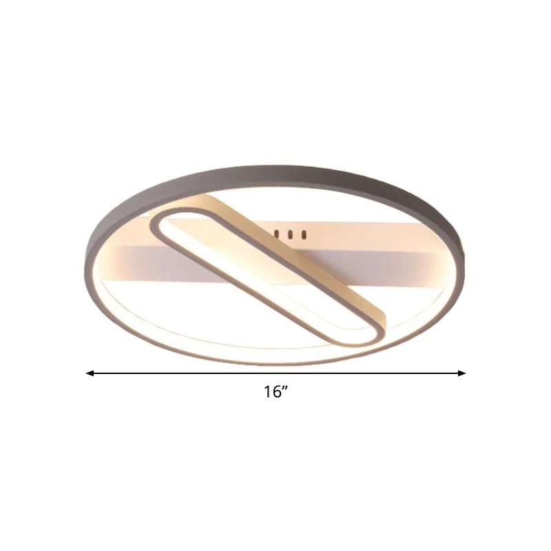 Thin Flush Mount Ceiling Light with Geometric Frame Modernity Metal Grey LED Flushmount Lamp in Warm / White Light, 16.5 "/20.5" Width