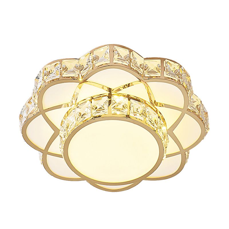 Floral Flush Plafond Licht Hedendaagse Kristal-Encrusted Gold LED Flush Mount Verlichting Fixture