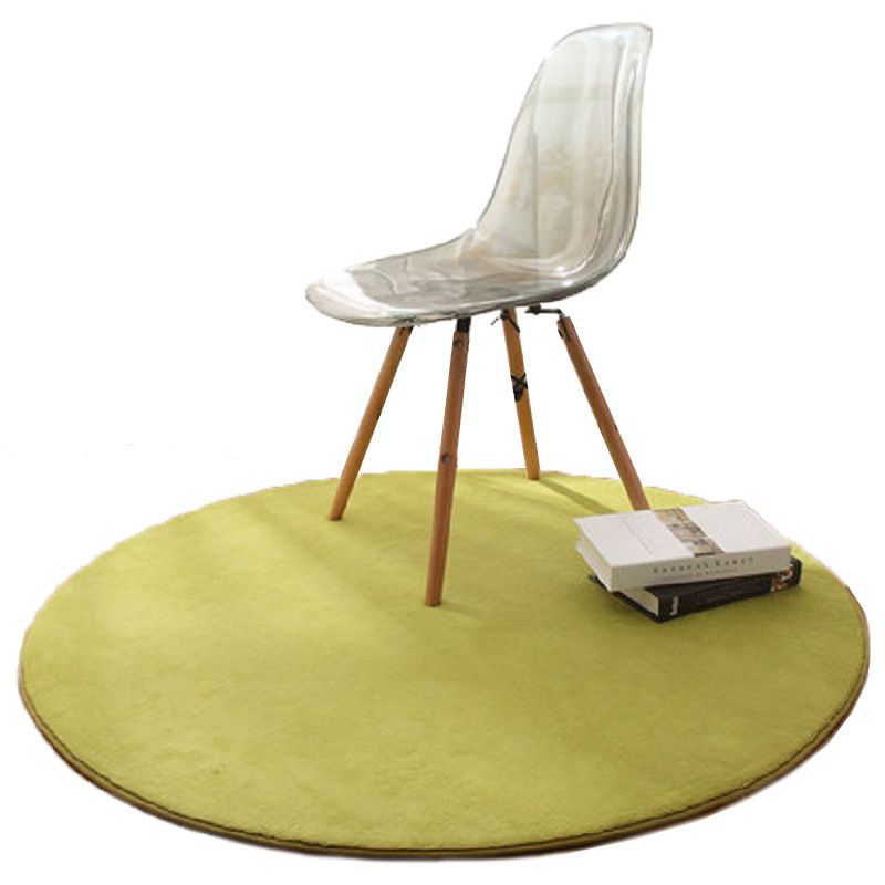 Circular Shape Villus Solid Color Rug Stain Resistant Loom Rug for Bedroom