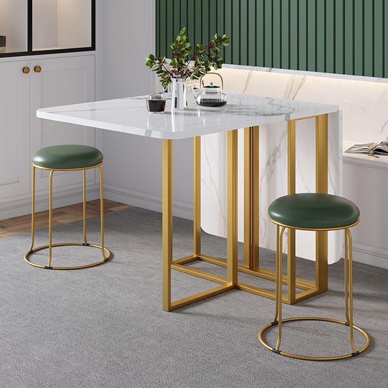 Modern Foldable White Table for Restaurant Rectangle Table with Trestle Base