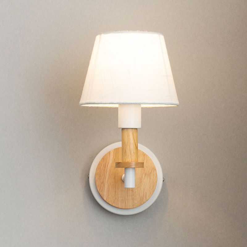 Modern Style Drum Wall Light Sconces Wood 1 Light Wall Mounted Lamps