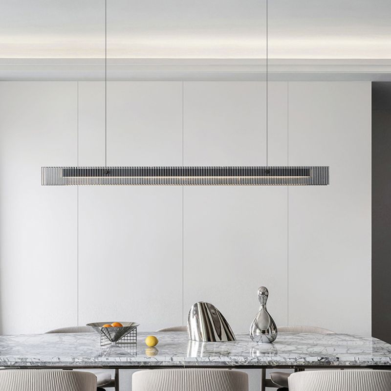 Moderna isla simple de metal rectangular en forma rectangular 1 Light Island Light para restaurante