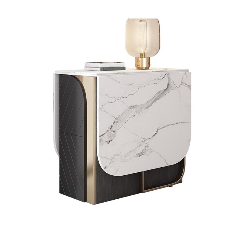 Mesa de comedor rectangular de estilo moderno Mesa de comedor de hojas abatibles de piedra sinterizada blanca de 62,3"