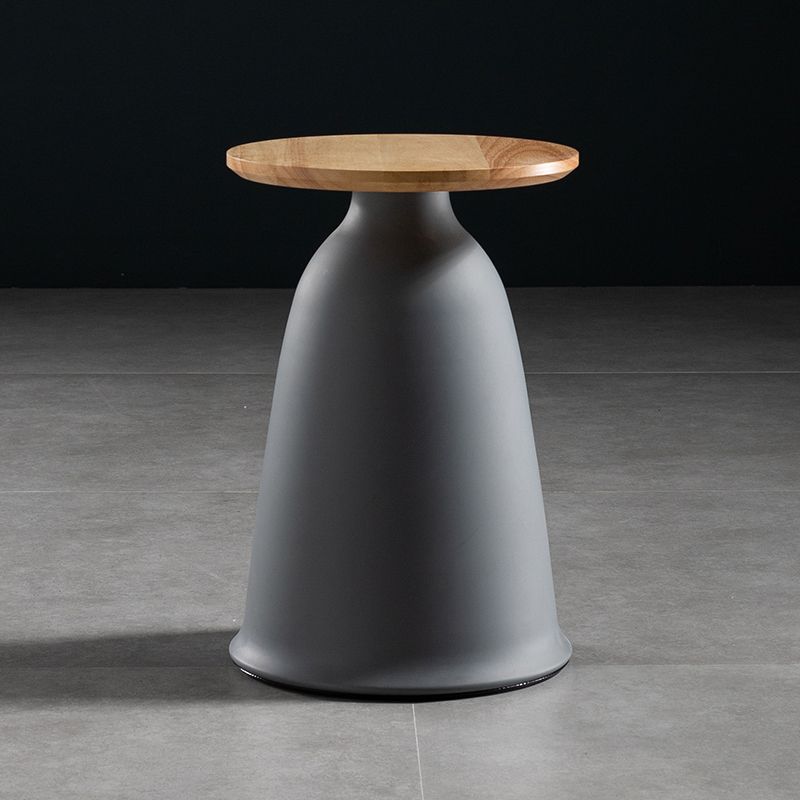 17.7"/21.6" Tall Mental Pedestal End Table Wood Round Side End Table