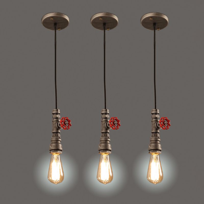 Bronze Exposed Bulb Pendant Ceiling Light Industrial Iron 1-Light Restaurant Down Lighting