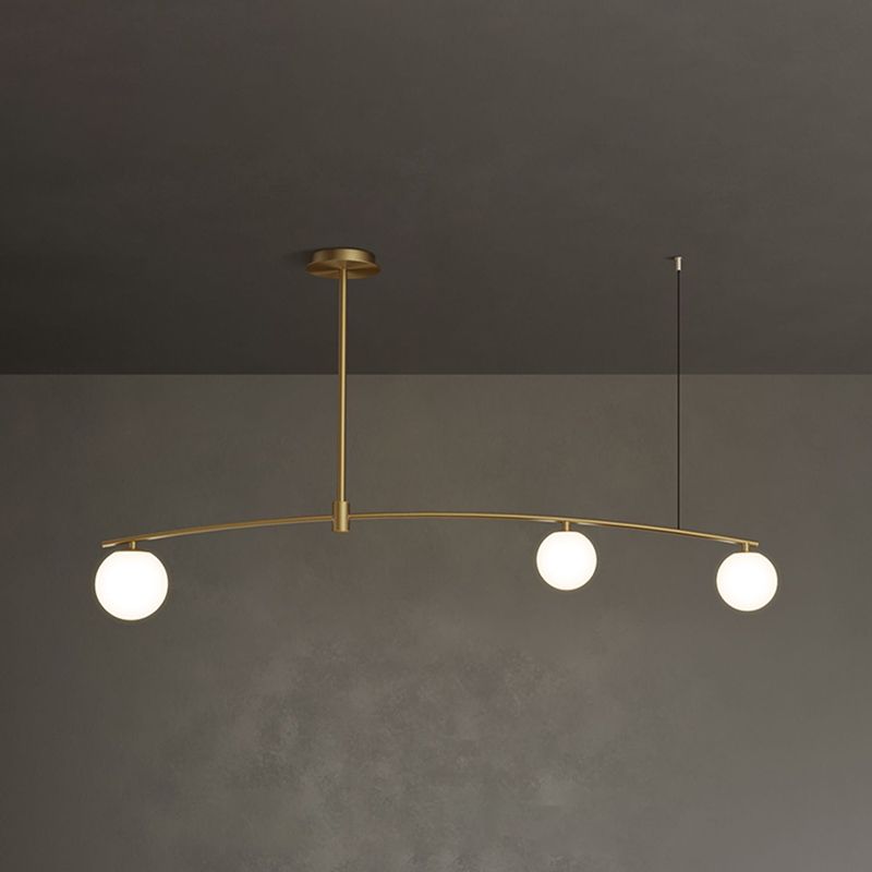 Contemporary Island Light Sphere Glass Island Chandelier Lights in Gold