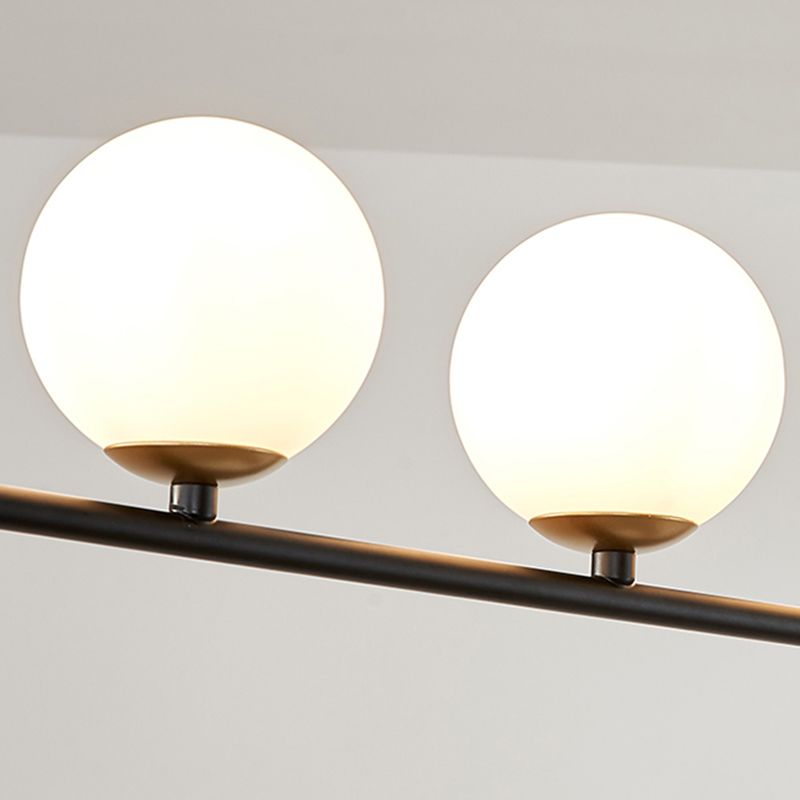 Metal Modern Ceiling Light Geometric Shape Island Light with Glass Shade for Living Room